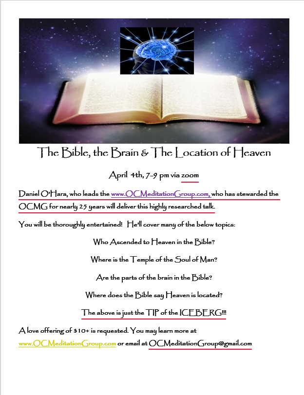 The Bible, The Brain and The Location of Heaven